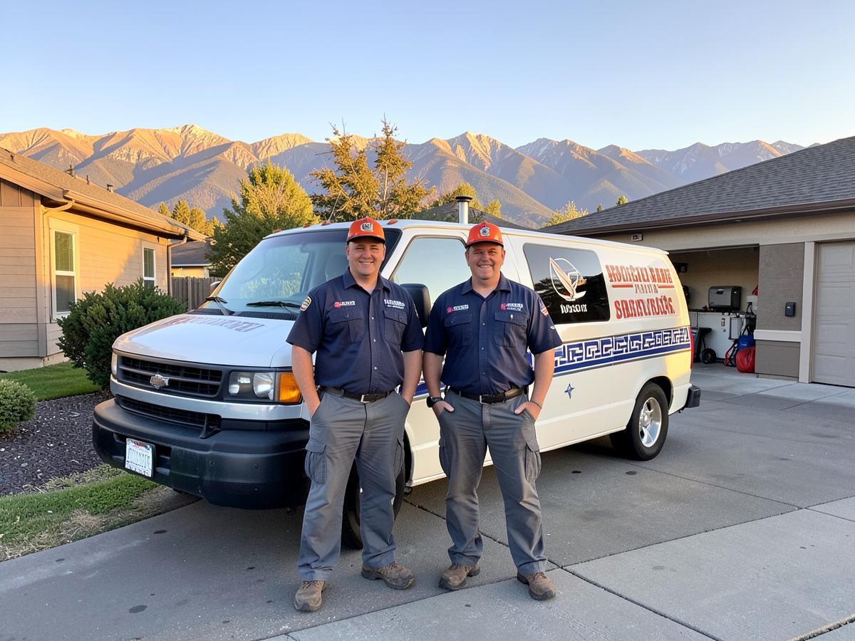 HOB chimney technicians standing in front of their service van in Boulder, Colorado